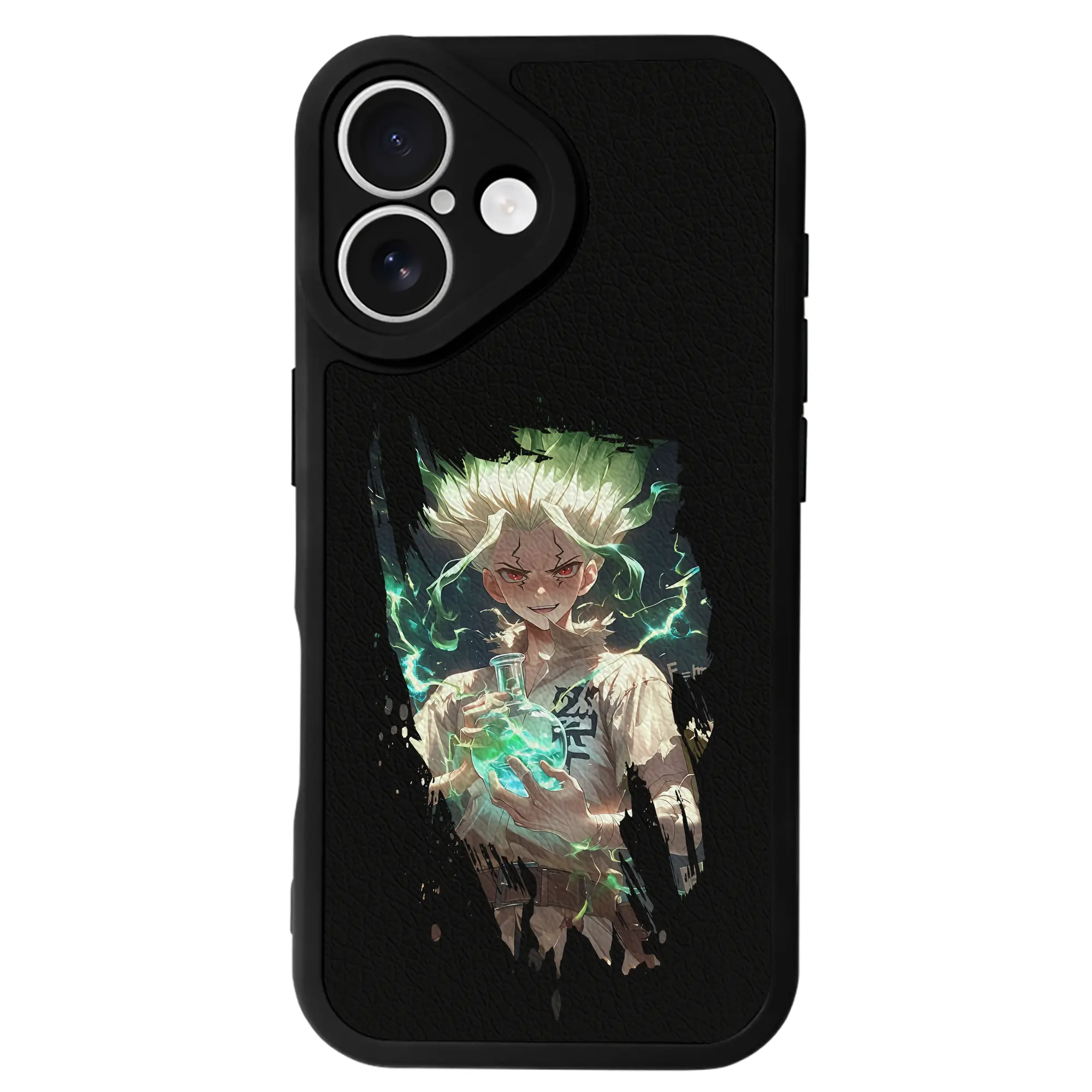 ドクターストーン グッズ,石神千空 - IPhone 16シリーズ対応 ・ シリコンスマホケース ・ レザー調 ・ 高精度フィット ・ 耐衝撃 ・ ワイヤレス充電対応 ・ 精密カット